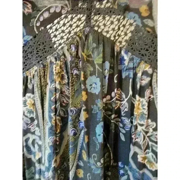 Free People Dress Size S Rain Shine Mini Tunic Boho Floral Paisley Oversized - Picture 11 of 16